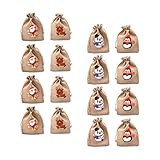 STOBOK Weihnachten Leinen Taschen Kordelzug Candy: Goody Geschenk Taschen Schneemann Santa Claus Pinguin Elch Behandeln Tasche Beutel 12