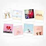 PICKMOTION Set mit 8 Foto-Post-Karten Grüße & Wünsche, Instagram-Fotografen-Liebe und Valentinstag-Karten, handgemachte Grußkarten, lustige Sprüche & Motive, Tiere, Blumen, bunt, BPK-0112