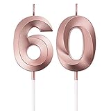 BBTO 60. Geburtstag Kerzen Kuchen Ziffer Kerzen Alles Gute zum Geburtstag Kuchen Topper Dekoration für Geburtstag Party Hochzeit Jahrestag Feier Lieferungen (Rose Gold)