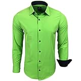 Avroni Herren Hemd Hemden Business Hochzeit Freizeit Slim Fit Bügelleicht Grün, Größe:M, Farbe:Grü