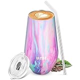 Umi. by Amazon-Thermobecher 500ml, Edelstahl Isolierender Wiederverwendbarer Kaffeebecher BPA-Frei, Reisebecher mit Trinkhalm und Deckel, Kaffeetasse für Kaffee,Wein und Cock