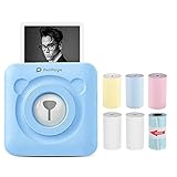 JEPODOR PeriPage Mini-Foto-Taschen-Thermodrucker, tragbar, 58 mm, kabellos, Bluetooth, Android, iOS-Drucker (Blau)