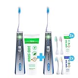 emmi®-dent Platinum elektrische Ultraschall Zahnbürste – Zähneputzen ohne Schrubben, mit hygienischer und antibakterieller Tiefenwirkung für empfindliche Zähne (Family, Blau)