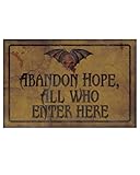 Horror-Shop Antikes Gothic Abandon Hope Schild 43 x 11