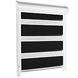 schattenfreu.de Doppelrollo mit Kassette nach Maß | Zum Ankleben ohne Bohren | Optional zum Anschrauben | Lichtdurchlässig oder verdunkelnd | Für Fenster und Tü