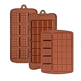 Break Apart Silikon-Schokoladenformen, wiederverwendbar, lebensmittelecht, antihaftbeschichtet, für Süßigkeiten, Protein und Energieriegel, Backform (3 Stück)