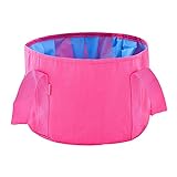 WGDPMGMZ usammenklappbareFußbadewanne Faltende Reise Camping Waschtisch Eimer Waschbecken Fußbecken Einweichen Tasche Multifunktionale Eimer (Color : Pink)