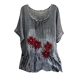 XTBFOOJ Blusen Damen Tunikakleider Blumen Blusen Tun Schulterfrei Baby Oberteile Hemdbluse Grau Topspin 4 Schwarze Blusen Ele Tunika WeißE Blusen Sommer Tankini Oberteile Push Up