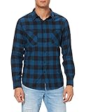 Urban Classics Herren Checked Flanell Shirt Hemd, Blue/Black, XXL