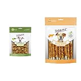 DOKAS Lachs-Würfel – Premium Superfood-Snack für Hunde aus Lachs – Mit Goji Beeren, Matcha & Kokosöl – 1 x 150 g & Kaustange – Getreidefreier Premium Kausnack für H