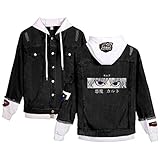 Yesgirl Hunter X Hunter Hoodie Damen Unisex Killua Hisoka Denim Jacket Herren Anime Coole Jeansjacke Pullover Winterjacke Pulli Langarm Sweatshirt Kapuzenpullover Outwear A Weiß Schwarz M