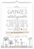 A4 Bastelkalender 2022, FSC Papier Fotokalender, Kreativkalender, Geburtstagskalender im Bleistift DIY Design, Grau Weiß mit Blumen, Kalender selbst gestalten, basteln und verschenk
