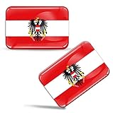 Biomar Labs® 2 x Aufkleber 3D Gel Silikon Stickers Österreich Austria Österreichische Flagge Fahne Flag Wappen Emblem Auto Motorrad Fahrrad Fenster Tür PC Handy Tablet Laptop F 81