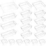 Nrpfell 20 StüCk Schubladen Aufbewahrung System Multi-GrrrE Schubladen Manager Transparente Make-Up Aufbewahrung Schubladen für BüRo Computer Desktop
