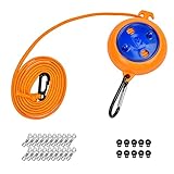 EKKONG wäscheleine ausziehbar,camping wäscheleine 8m, tragbarausziehbare wäscheleine, Freien reisen Mehrzweck Camping Gadgets Für Badezimmer, Garten,Reise mit dem Wohnmobil (Nutzlose Tasche)