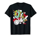 Dabbing Unicorn England Volleyball Fans Trikot Englische Flagge T-S