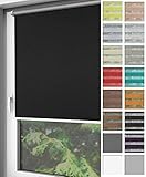 Home-Vision® Verdunkelungsrollo Klemmfix, ohne Bohren mit Klämmträgern, Fensterrollo, Seitenzugrollo, Verdunklungsrollo, Lichtundurchlässig Thermorollo (Schwarz, B130cm x H150cm)