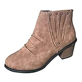 Geilisungren Keil Stiefeletten Für Damen Boot Stiefel Kurzschaft Combat Stiefel Outdoor Keilstiefeletten Ankle Boots Cowboy Stiefel Herbst Winter Kurzstiefel Retro Knöchel Stiefel Schlup