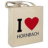 Stofftasche mit Stadt/Ort 'Hornbach ' - Motiv I Love - Farbe beige - Stoffbeutel, Jutebeutel, Einkaufstasche, B