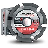 Bayerwald Flying Shark Ø 125mm (6 Zähne) Holz Sägeblatt für Winkelschleifer (Flex, Bosch etc.) - Frässcheibe zum Schnitzen, Entrinden - Perfekte Power Carving Trennscheib