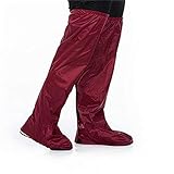 Regen-Fußbekleidung wasserdichte Regenhose Plus Überschuhe for Männer Und Frauen Motorrad Fahrradfahren Half Body Überschuhe Reitausrüstung (Farbe : Rot, Größe : L)