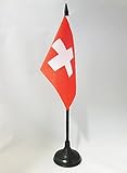 AZ FLAG TISCHFLAGGE Schweiz 15x10cm - HELVETISCHE TISCHFAHNE 10 x 15 cm - flagg