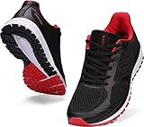 WHITIN Laufschuhe Herren Joggingschuhe Straßenlaufschuhe Turnschuhe Sportschuhe Gym Schuhe Walkingschuhe Fitnessschuhe Leichte Bequem Alltagsschuh Sneakers Sommerschuhe Schwarz Rot 44 EU