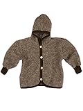 Cosilana Baby Jäckchen mit Kapuze aus weichem Wollfleece, 60% Schurwolle kbT, 40% Baumwolle KBA (62/68, Braun Melange)