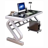 JNOIHF Computer- Schreibtisch Z- Formstärke gehärtetes Glas-Büro-Laptop-Schreibtisch, 39,4-Zoll- Executive Office-Schreibtische, Moderne Computer-Gaming-Desk- Workstations for Home-Bü