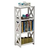 Rerii Bücherregal, 3 Etagen, kleines Kinder-Bücherregal, Nachttisch, Beistelltisch, freistehend, Badezimmer-Aufbewahrung, Organizer, Regal für Schlafzimmer, Wohnzimmer und Badezimmer, weiß