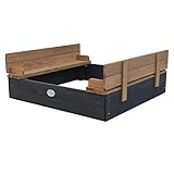 AXI Sandkasten Ella aus Holz mit Deckel | Sand Kasten mit Sitzbank & Abdeckung für Kinder in Anthrazit & Braun | 100 x 95