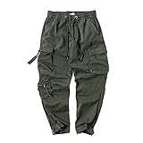 Yikesnt Herren-Overalls Frühling und Herbst Europäische und amerikanische Mode All-Match-Hose mit Taschen und Kordelzug 38