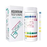 BOSIKE 6 in 1 Aquarium Teststreifen，Süßwasser-Master-Set，Wassertestset für Teich und Aquarium，Genaues Testkit für Nitrat-Nitrit-Chlor-Carbonat-Härte (GH & KH) und pH，125 Stück