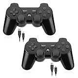 Powerextra PS-3 Controller 2er Pack Wireless Bluetooth PS-3 Hochleistungs Wireless-Double-Shock-Controller für Play-Station 3-Spielekonsole für Double-Shock-Game-Konsole mit Ladekab