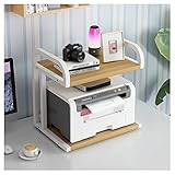 OPNIUNIU Druckerständer Desktop-Drucker-Stand, Metall-seitlicher Rahmen 2-Layer Faxgerät-Scanner-Rack, verwendet für Büro-Wohnzimmer-Desktop-Kopierer-Stand Speicherregal für Drucker (Color : Beige)