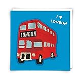 Redback Card Shine London Bus Wende-Pailletten-Gruß-/Geburtstagskarte – I Love L