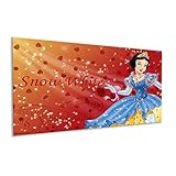 Prinzessin, Schneewittchen in ihrem Ballkleid, roter Herz-Hintergrund mit ihrem Namen in Text, perfektes Geschenk für Mädchen, Disney-Wandkunst, Heimdekoration, 127 x 76