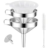 Trichter Set, Edelstahl Kitchen Strainer Einfülltrichter, mit Abnehmbarem Sieb + 300 Mesh Filter+Reinigungsbürste für die Übertragung von Flüssigen Zutaten,Trockenen Z