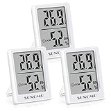 SONOMO Thermo-Hygrometer, 3er Set Hygrometer Innen Thermometer Digital Raumthermometer Luftfeuchtigkeitsmessgerät für Innenraum, Wohnzimmer, Babyraum, Büro (Weiß)