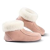 Fellhof handgemachter Hüttenpatschen aus Lammfell Hausschuh Damen Herren Unisex gefüttert Winter-Sommer Hausschuhe Naturprodukt atmungsaktiv (Rosa Gr. 38)