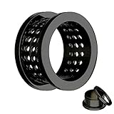 Treuheld® | 14mm Ohr Flesh Tunnel | Atmungsaktiv mit Löchern| Schwarz | Chirurgenstahl | Damen und Herren | Gewinde Schraubverschluss zum Schraub