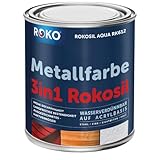 Metallfarbe ROKOSIL - 0,7 Kg in Weiss - Seidenmatt - 3in1 Metallschutzlack inkl. Grundierung, Rostschutz & Deckfarb