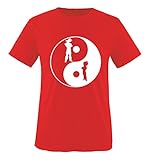 Comedy Shirts - Yin Yang Dragonball - Mädchen T-Shirt - Rot/Weiss Gr. 134-146