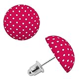 Soulcats® 1 Paar Ohrstecker im 50er Jahre Rockabilly Style mit Punkten in der Farbe pink