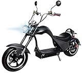 eFlux Chopper One Elektroroller E-Scooter - Straßenzulassung - 45 km/h - 2000 Watt Motor (Schwarz Matt)