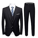 Herrenmode Business Hochzeitskleid Anzug,Slim Fit Standard Version Ein-Knopf 2-Teiliger Anzug,Solide Ein-Knopf-Abschlussball-AnzüGe Blazer Smoking Weste & Hose (4XL,Schwarz 2)