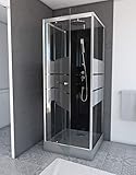 MARWELL Komplettdusche Fertigdusche Dusy 70 x 70 x 225 cm – rechteckige Dusche mit Fronteinstieg – Duschkabine mit hochwertigen Aluminiumprofilen - Einstiegshöhe 15