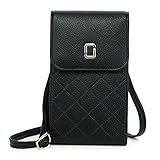 Handy Umhängetasche Klein Damen Handytasche zum Umhängen Leder Schultertasche Crossbody Brieftasche Frauen Handy Tasche für iPhone 13/12/11/XR, Samsung Galaxy S20/S10/S9, Handy bis zu 6.5'' (Schwarz)