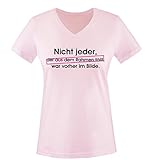 Comedy Shirts - NICHT JEDER, DER AUS DEM Rahmen FÄLLT. - Damen V-Neck T-Shirt - Rosa/Schwarz-Pink Gr. XXL