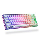 Womier K66 60% Tastatur, Hot Swappable Tyce-C Wired RGB Hintergrundbeleuchtung Gateron Switch 60% mechanische Tastatur mit kristalliner Basis für Win/Mac (roter Schalter, weiß)